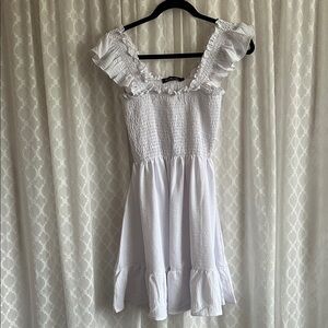 #580 Chic White Ruffled Mini Dress